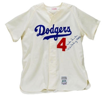 Duke Snider Signed and Inscribed Mitchell & Ness Cooperstown Collection Dodgers Flannel Jersey 